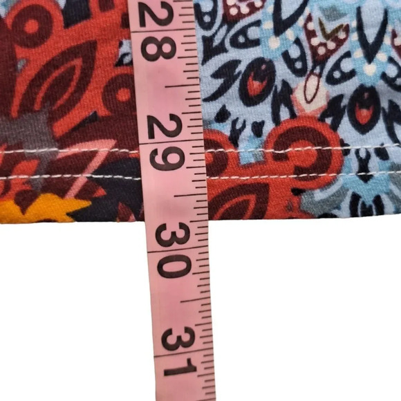 Cathy Blue Sz XL Orange Print Flowy Stretch Pullover Tunic Top Blouse - Picture 4 of 7